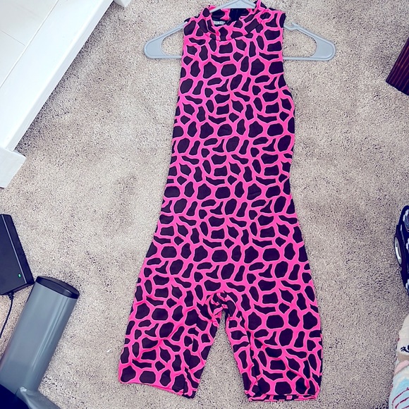 ASOS | Other | Fashionkilla High Neck Cropped Unitard In Neon Pink ...